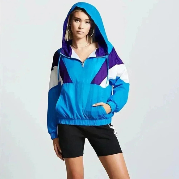 Forever 21 Retro Color block Super Lightweight Windbreaker Size S - Picture 1 of 7